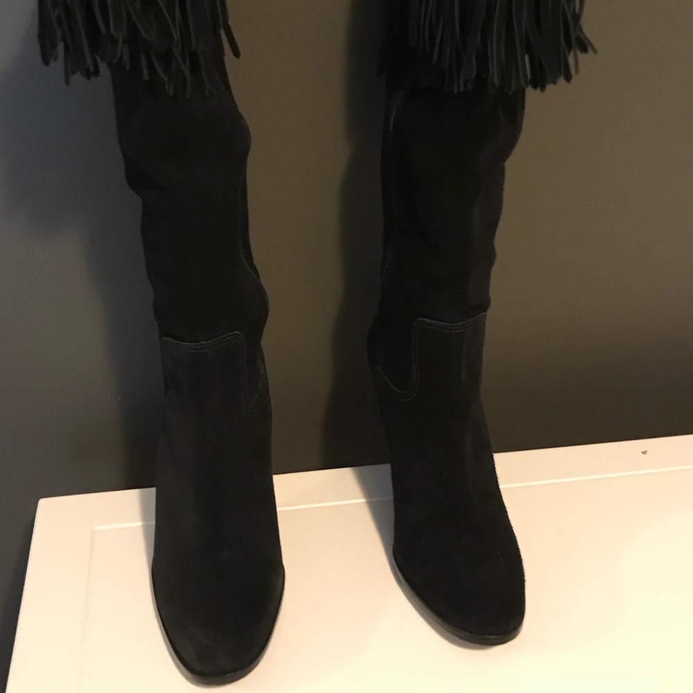 Suede Fringed Boots Sz 8